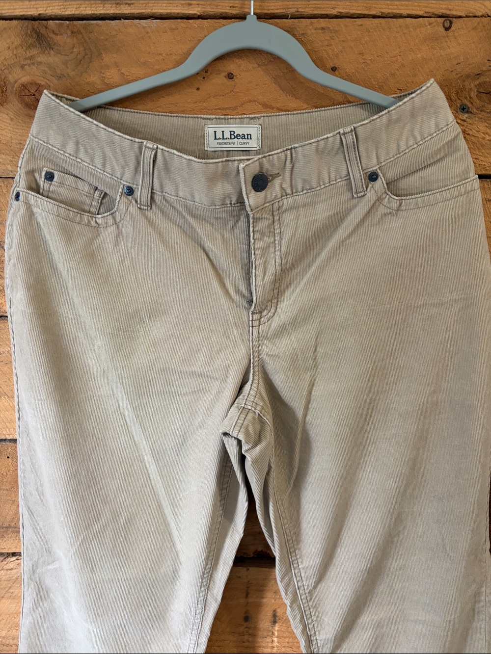L.L. Bean Women's Straight-Leg Corduroy Pants in Light Tan